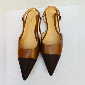 NWT C.Paravano Women's Slingback | Leather Slingback Flats size 40.5 US 9.5